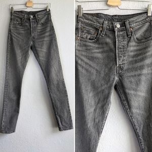 Gray Woman's Levi's 501s With Button Front
